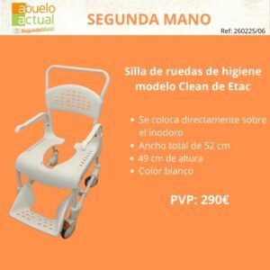 Silla de ruedas de higiene Clean 2ª mano- blanca - Imagen 1